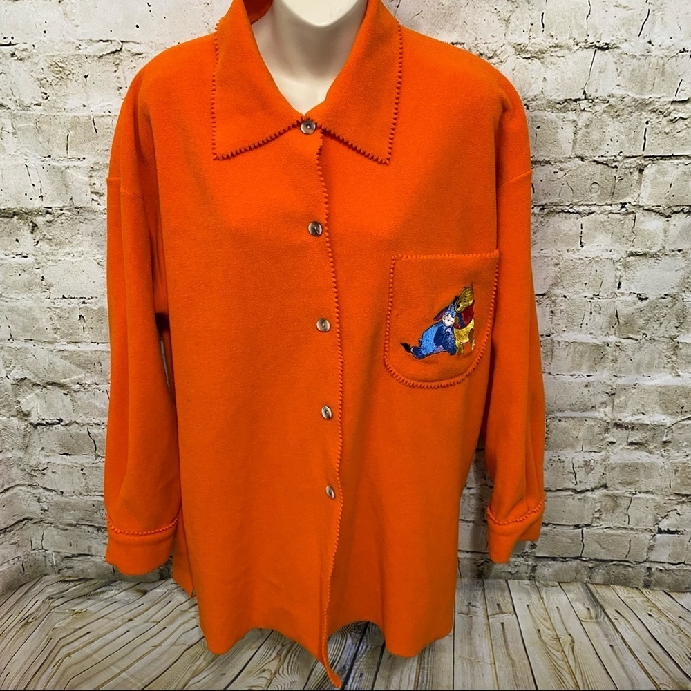 Vintage Disney Catalog Orange Fleece Winnie The Pool Eyeore Top